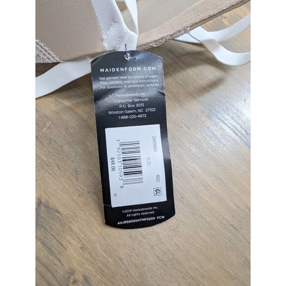 NWT Maidenform Plunging Neckline Push Up Bra Size 40D Beige White Lace DM9900 - Picture 9 of 11